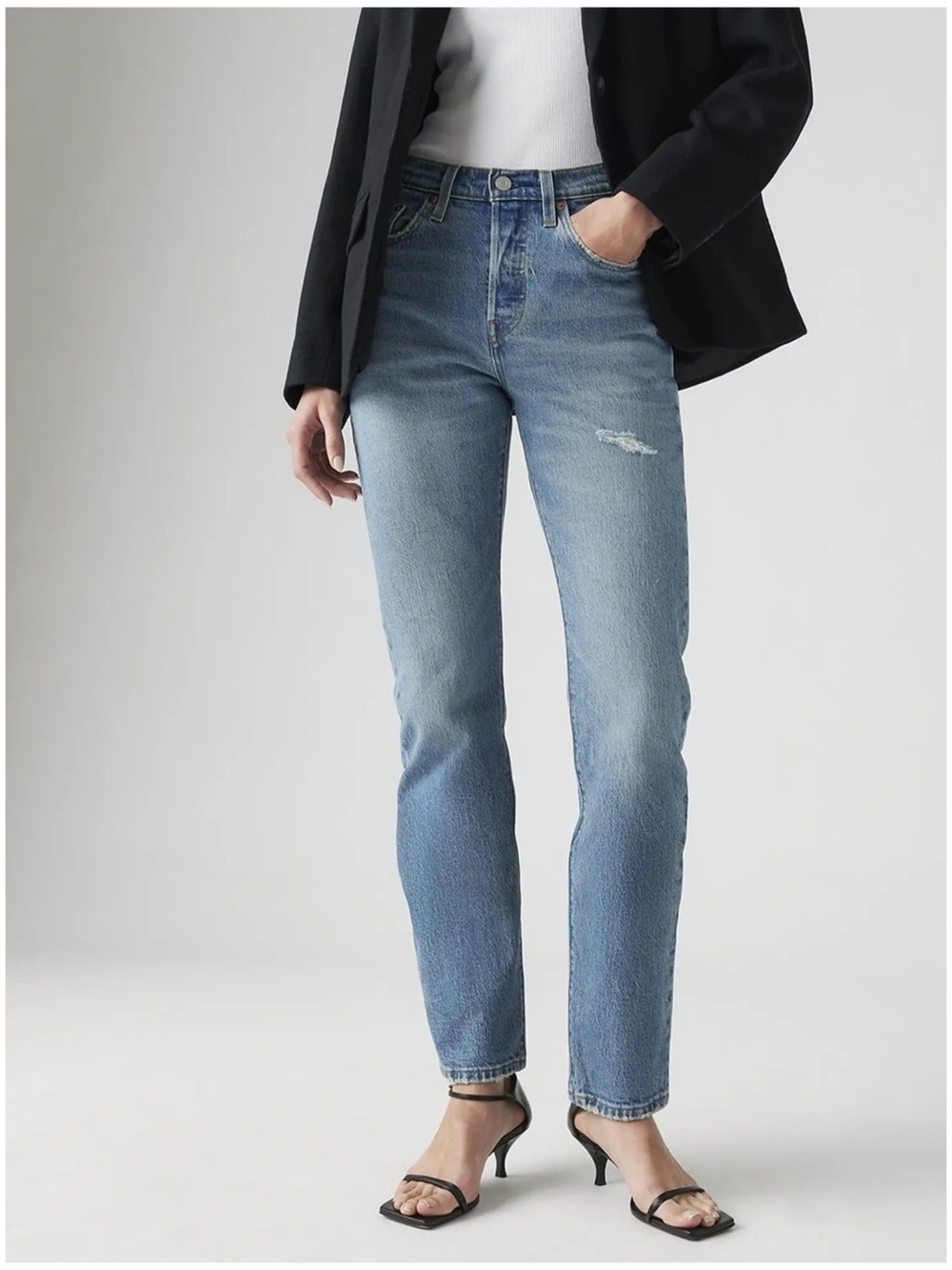 Levi’s Premium Women’s Sz 25 501 Jeans High Rise Distressed Cotton Denim